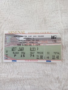 Arsenal V Man Utd Worthington Cup  Nov 5 2001 for sale on Ebay