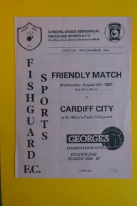 1986/87  FISHGUARD SPORTS v CARDIFF CITY    Friendly Match for sale on Ebay