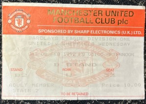 1992 Manchester United Sheffield Wednesday Football Match Ticket Stub Man Utd for sale on Ebay