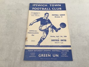 Ipswich Town v Sheffield United 1957/58 Division 2 - 7th April 1958 for sale on Ebay