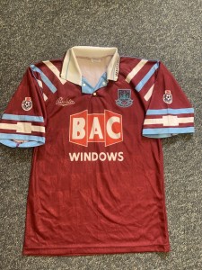 Original West Ham Home football Shirt 1991 1992 Bukta Men's BAC Windows  for sale on Ebay