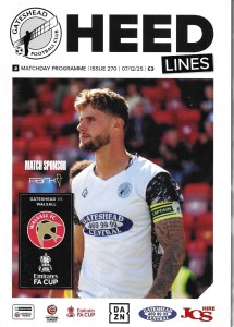 25/26 GATESHEAD V WALSALL (FA.CUP 2) for sale on Ebay