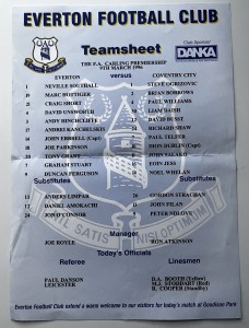 2 Everton Team Sheets 1996 for sale on Ebay