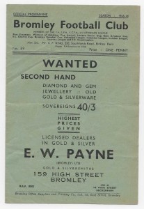 1945/46 Athenian League - BROMLEY v. TOOTING & MITCHAM UNITED for sale on Ebay