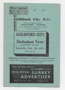 1952/53 Southern League - GUILDFORD CITY v. CHELTENHAM TOWN for sale on Ebay