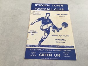 Ipswich Town v Walsall 1956/57 Division 3 South - 12th September 1956 for sale on Ebay