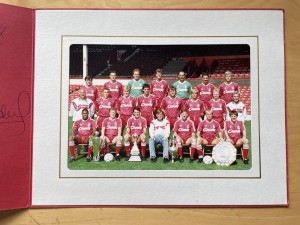 1989 Official Liverpool FC Team Photo Presentation Card  Signed by 10 Players. for sale on Ebay