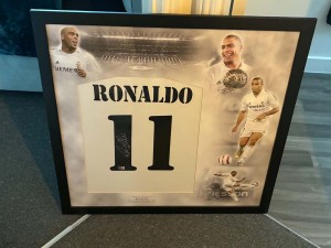 R9 Ronaldo Nazario Signed & Deluxe Framed Real Madrid Shirt Beckett COA for sale on Ebay
