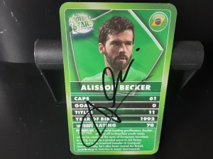 ALISSON BECKER - BRAZIL Hand Signed Top Trumps Football trading card for sale on Ebay