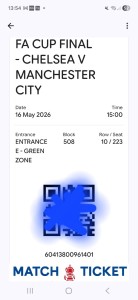 FA Cup Final Match Ticket Chelsea v Man City  2025/2026 for sale on Ebay