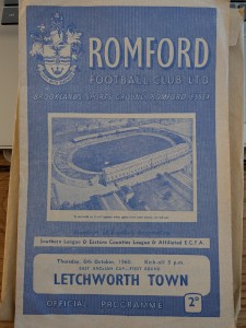 romford v letchworth town 06/10/1960 east anglian cup 1st rnd for sale on Ebay