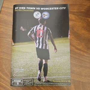 St Ives Town  v Worcester City 6/12/25 Programme 2025/26 for sale on Ebay