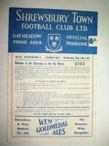 SHREWSBURY TOWN V ROTHERHAM UTD( FLC S/F/2LEG)29-03-1961 for sale on Ebay