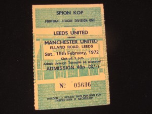 1971-72 DIV 1  LEEDS UNITED v MANCHESTER UNITED  TICKET STUB for sale on Ebay