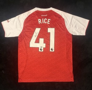SIGNED DECLAN RICE 2025/2026 ARSENAL HOME SHIRT WITH COA for sale on Ebay