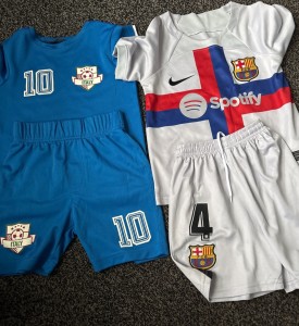 Barcelona & Italy Football Top & Shorts- Boys Age 5 years for sale on Ebay