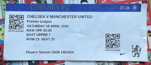 Very Rare Chelsea FC v Manchester United 2026 Premier League Ticket Stub for sale on Ebay