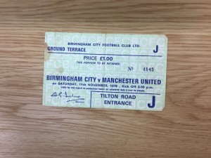 TICKET STUB BIRMINGHAM CITY V MANCHESTER UNITED 11-NOVEMBER-1978 for sale on Ebay