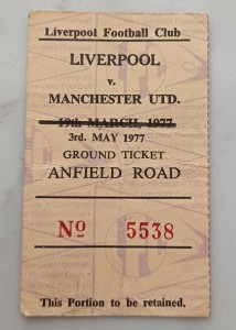 1976/1977 LIVERPOOL v MANCHESTER UNITED TICKET for sale on Ebay