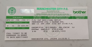 1993/1994  MANCHESTER UNITED v OLDHAM FA CUP SEMI FINAL REPLAY UNUSED TICKET for sale on Ebay
