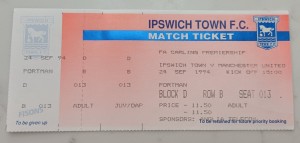 1994/1995 IPSWICH TOWN v  MANCHESTER UNITED  UNUSED TICKET for sale on Ebay