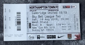 Northampton Town v Cambridge United League Two 2018/2019 Ticket Stub for sale on Ebay