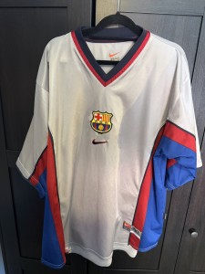 Original Barcelona 1998-2001 Away Football Shirt Mens XXL for sale on Ebay