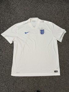 England Men’s Football Shirt Jersey Home White 2014 Size XXL 2XL for sale on Ebay