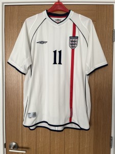England Home Football Shirt XL Umbro 2001 - 2003 Heskey #11 White World Cup 2002 for sale on Ebay