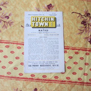 Hitchin v Hayes Athenian Lge 1959/60 for sale on Ebay