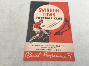 Swindon Town v Queens Park Rangers 1954/5 Division 3 South - 22nd September 1954 for sale on Ebay