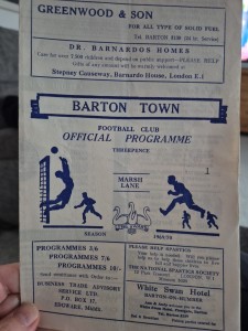 Barton Town V Grantham Town 11th October 1969 for sale on Ebay