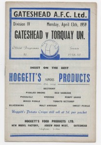 1958/59 Division 4 - GATESHEAD v. TORQUAY UNITED for sale on Ebay
