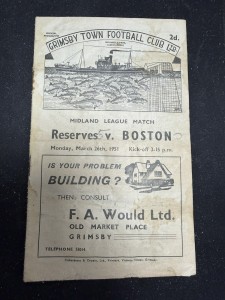 Grimsby Town Reserves v Boston 1950/51   (50/43) for sale on Ebay