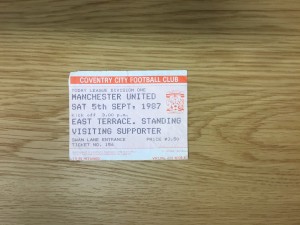 TICKET STUB COVENTRY CITY V MANCHESTER UNITED 5-SEPTEMBER-1987 for sale on Ebay