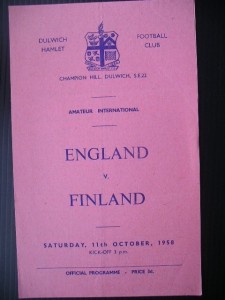 England  v  Finland  1958  Amateur International. for sale on Ebay