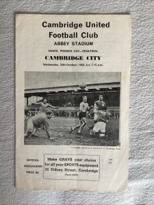 Cambridge United v Cambridge City October 1968 Hunts Premier Cup Semi Final for sale on Ebay