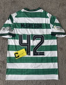 Genuine CALLUM McGREGOR SIGNED CELTIC FC HOME SHIRT & ARMBAND - PHOTO PROOF for sale on Ebay