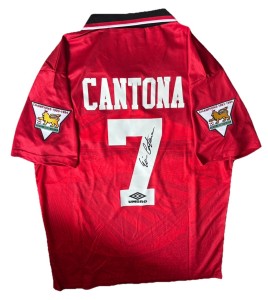 ERIC CANTONA Rare Hand Signed Umbro Man Utd Retro Football Home Shirt COA for sale on Ebay