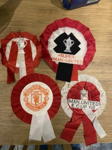 RARE Man United Manchester United. Original Rosettes X4 Inc 68 Euro Cup for sale on Ebay
