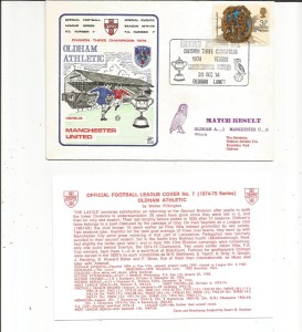 1974  DAWN   FOOTBALL COVER  FC 7  OLDHAM A. v MANCHESTER UNITED for sale on Ebay