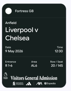 Premiership Match Ticket Liverpool v Chelsea 2025/2026 for sale on Ebay