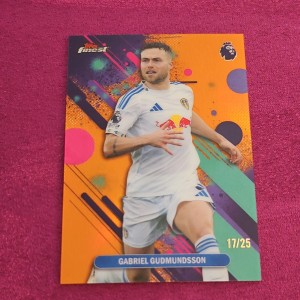 Topps Finest Chrome Prem Lge 2026 Gabriel Gudmundsson /25 Orange Refractor Leeds for sale on Ebay