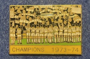 Leeds United Champions 1973/74 Badge Legends  In Front Of Kop for sale on Ebay