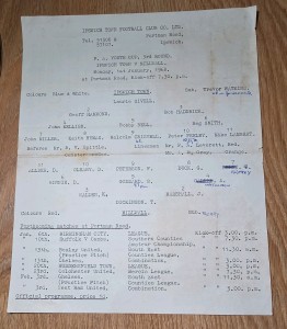 IPSWICH TOWN  V MILLWALL  FA YOUTH CUP 3RD ROUND SINGLE SHEET 1967/68 for sale on Ebay
