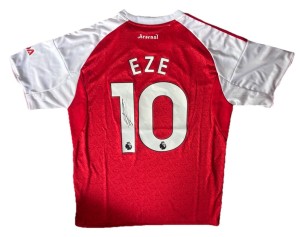EBERECHI EZE Rare Hand signed 2025/26 Arsenal Home Football Jersey COA for sale on Ebay