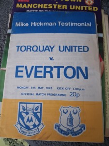 RARE TORQUAY V EVERTON 77-8 HICKMAN TESTIMONIAL for sale on Ebay