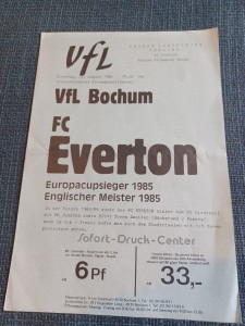 VFL Bochum V Everton Pre Season Friendly 5/8/1986 for sale on Ebay