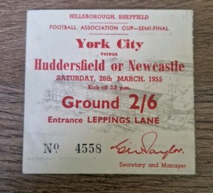 1955  NEWCASTLE UNITED v YORK CITY [FA CUP S/F] @HILLSBOROUGH FOOTBALL TICKET for sale on Ebay