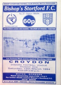 BISHOPS STORTFORD V CROYDON 12/3/1994 DIADORA LEAGUE - DIVISION 1 #MINT# for sale on Ebay